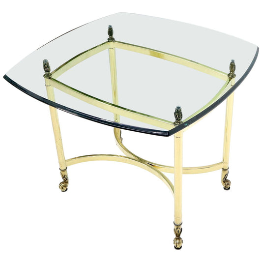 EstablishedLines Brass Base Glass Top Rounded Square Coffee Table