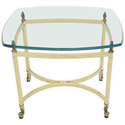 EstablishedLines Brass Base Glass Top Rounded Rectangle Coffee Table