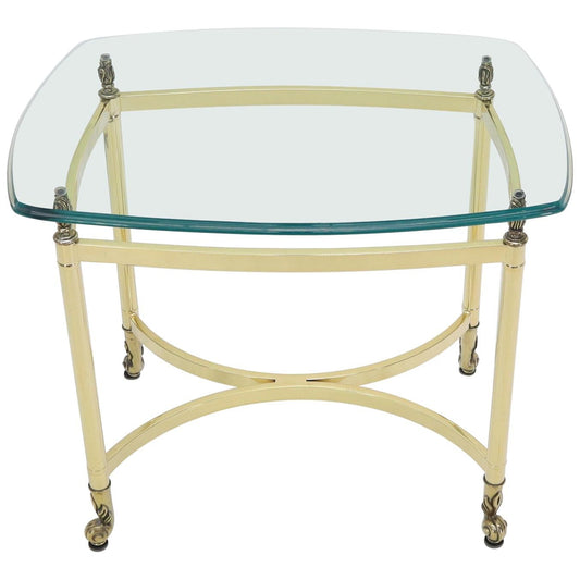 EstablishedLines Brass Base Glass Top Rounded Rectangle Coffee Table