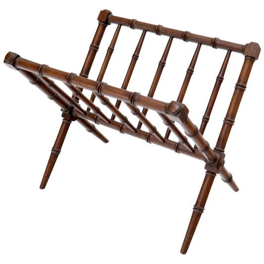 EstablishedLines Mahogany Faux Bamboo X Shape Antique Magazine Rack