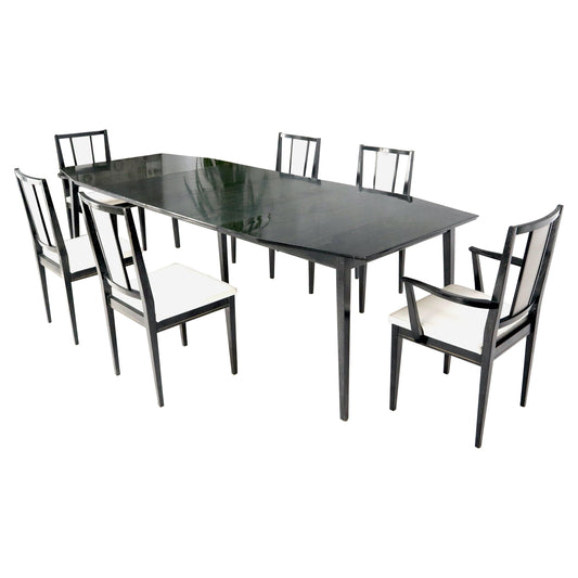 EstablishedLines Cerused Ebonized Walnut Dining Room Table 6 Chairs Set w/ Two Extension Boards