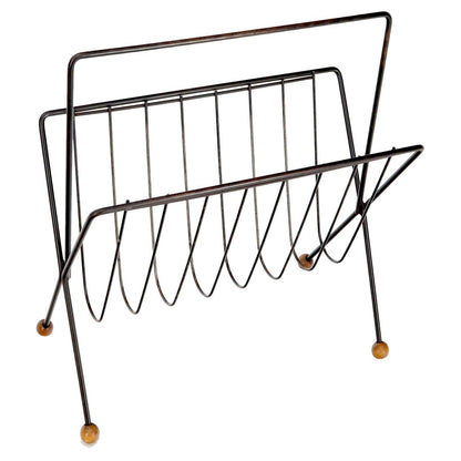 EstablishedLines Mid-Century Modern Ball Feet Tony Paul Magazine Rack Stand