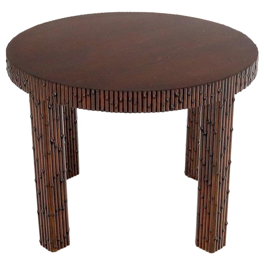 EstablishedLines Mid-Century Modern Faux Bamboo Round Side Occasional Table