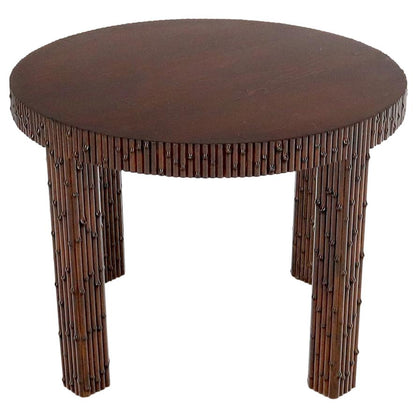 EstablishedLines Mid-Century Modern Faux Bamboo Round Side Occasional Table
