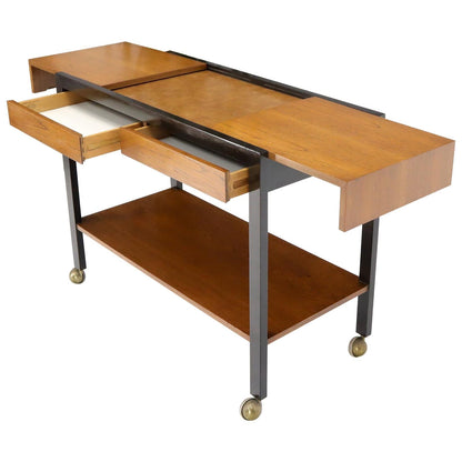 EstablishedLines Harvey Prober Expandable Rolling Serving Two Tier Cart Table Console