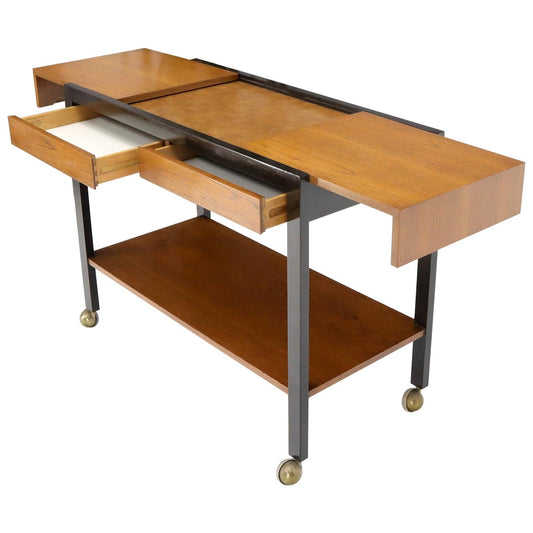 EstablishedLines Harvey Prober Expandable Rolling Serving Two Tier Cart Table Console