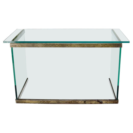EstablishedLines Thick Glass Top Glass Base Writing Table Compact Desk