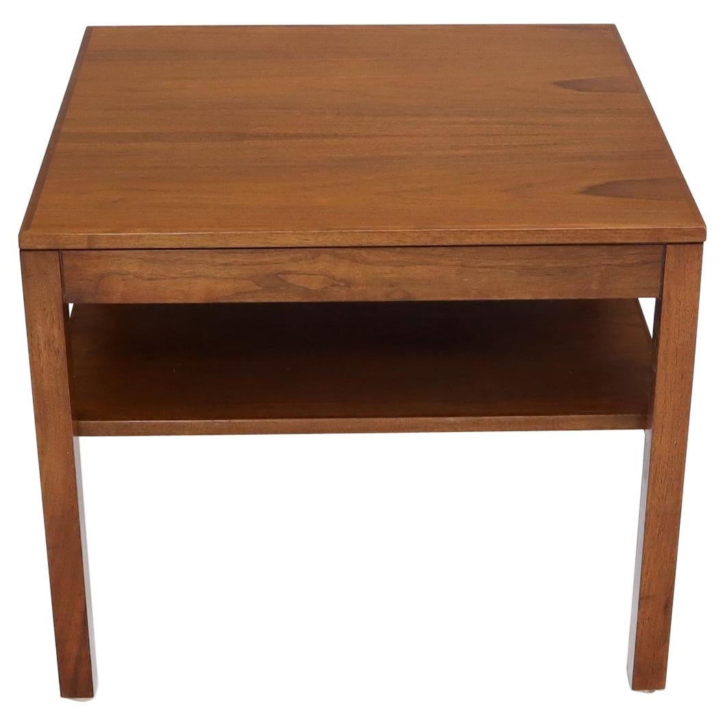 EstablishedLines Mid-Century Modern Walnut Rectangle Two Tier End Table