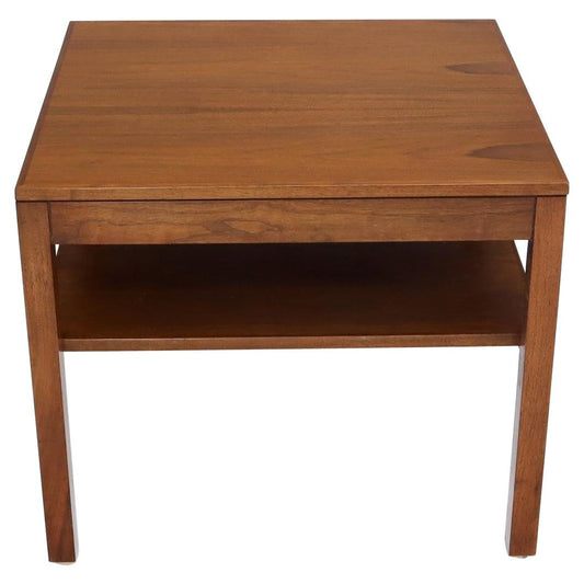 EstablishedLines Mid-Century Modern Walnut Rectangle Two Tier End Table