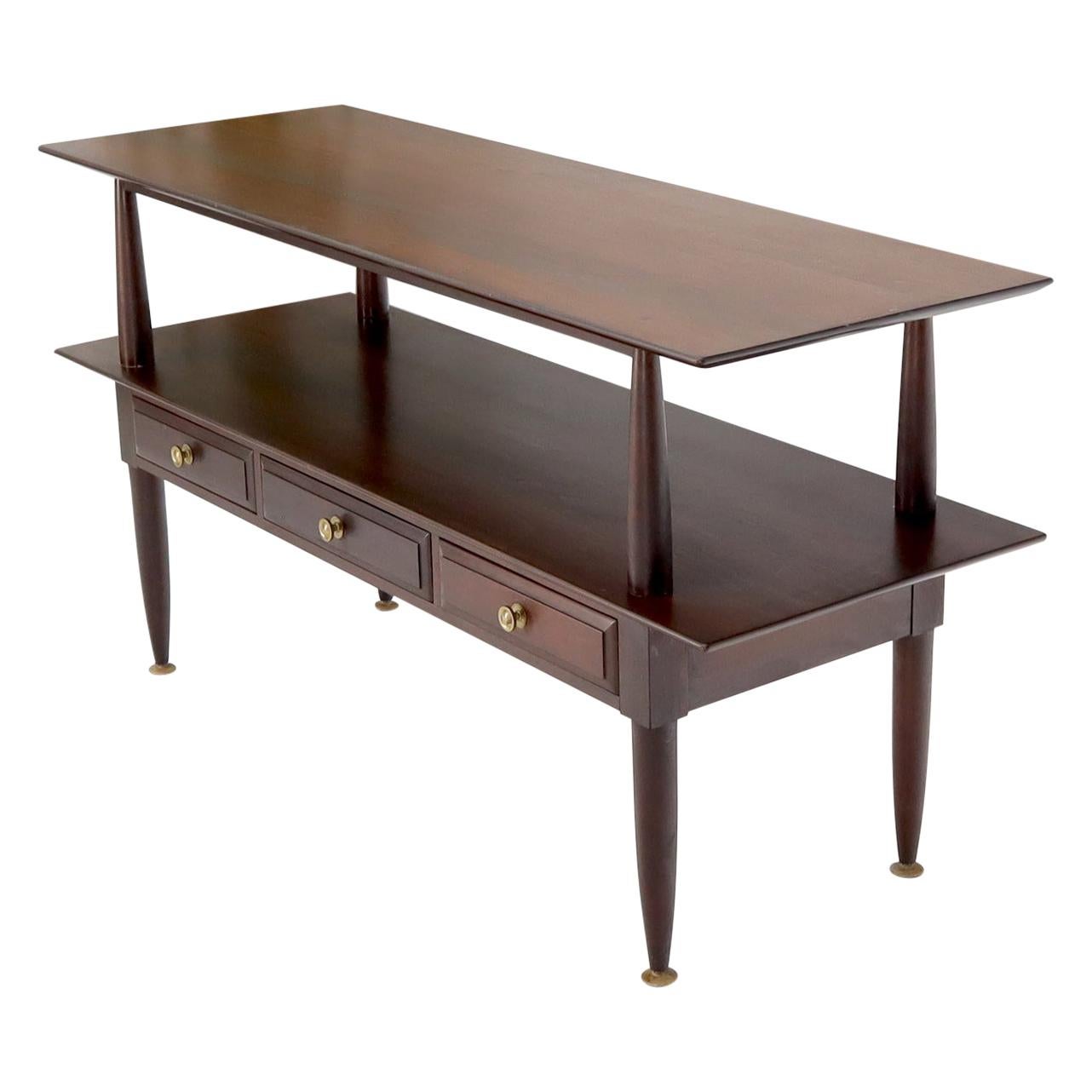 EstablishedLines Solid Cherry Two Tier Three Drawers Console Sofa Table Storage Shelf  Drawers