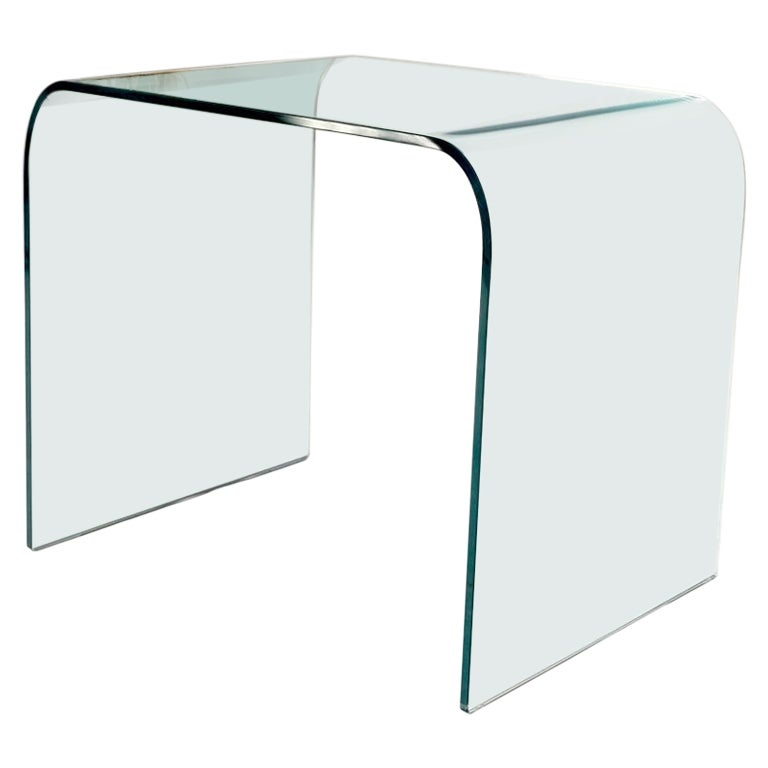 EstablishedLines Italian Mid-Century Modern Bent Glass End Table Stand