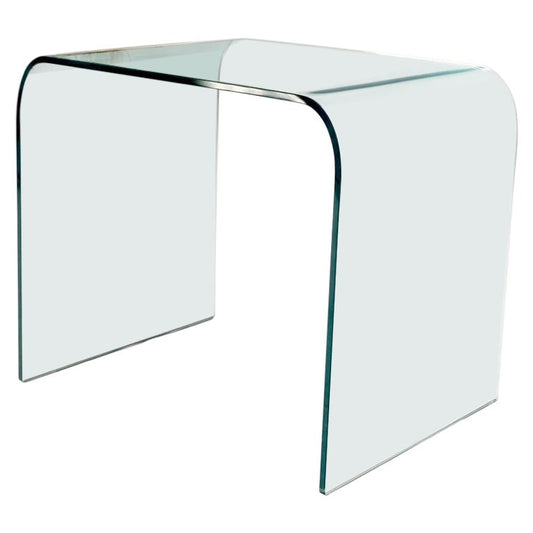 EstablishedLines Italian Mid-Century Modern Bent Glass End Table Stand