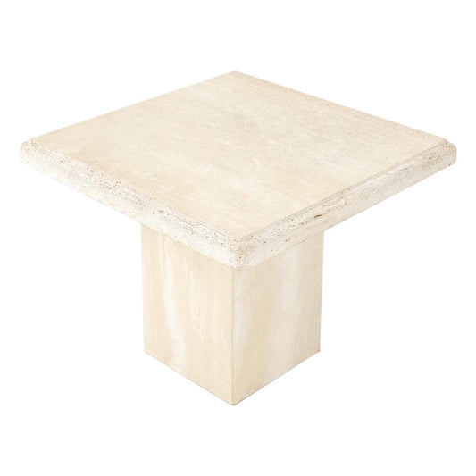 EstablishedLines Travertine Square Pedestal Base Coffee Side Occasional Lamp Table