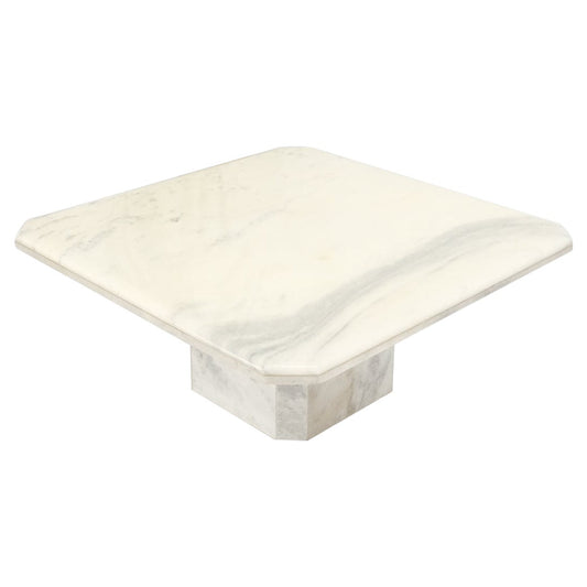 EstablishedLines Mid Century Modern Square White & Grey Marble Coffee Center Table