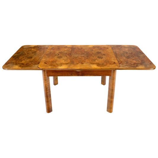 EstablishedLines Swedish Mid-Century Modern Burl Wood Refectory Extending Dining Dinette Table