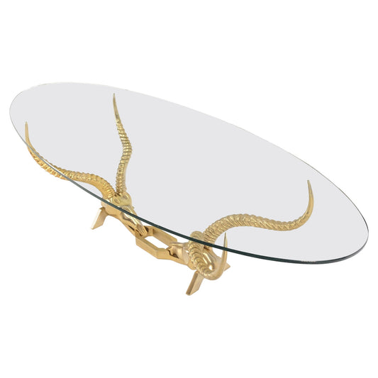 EstablishedLines Antelope Horn Oval Coffee Table Dikran Khoubesserian for Fondica France Patina