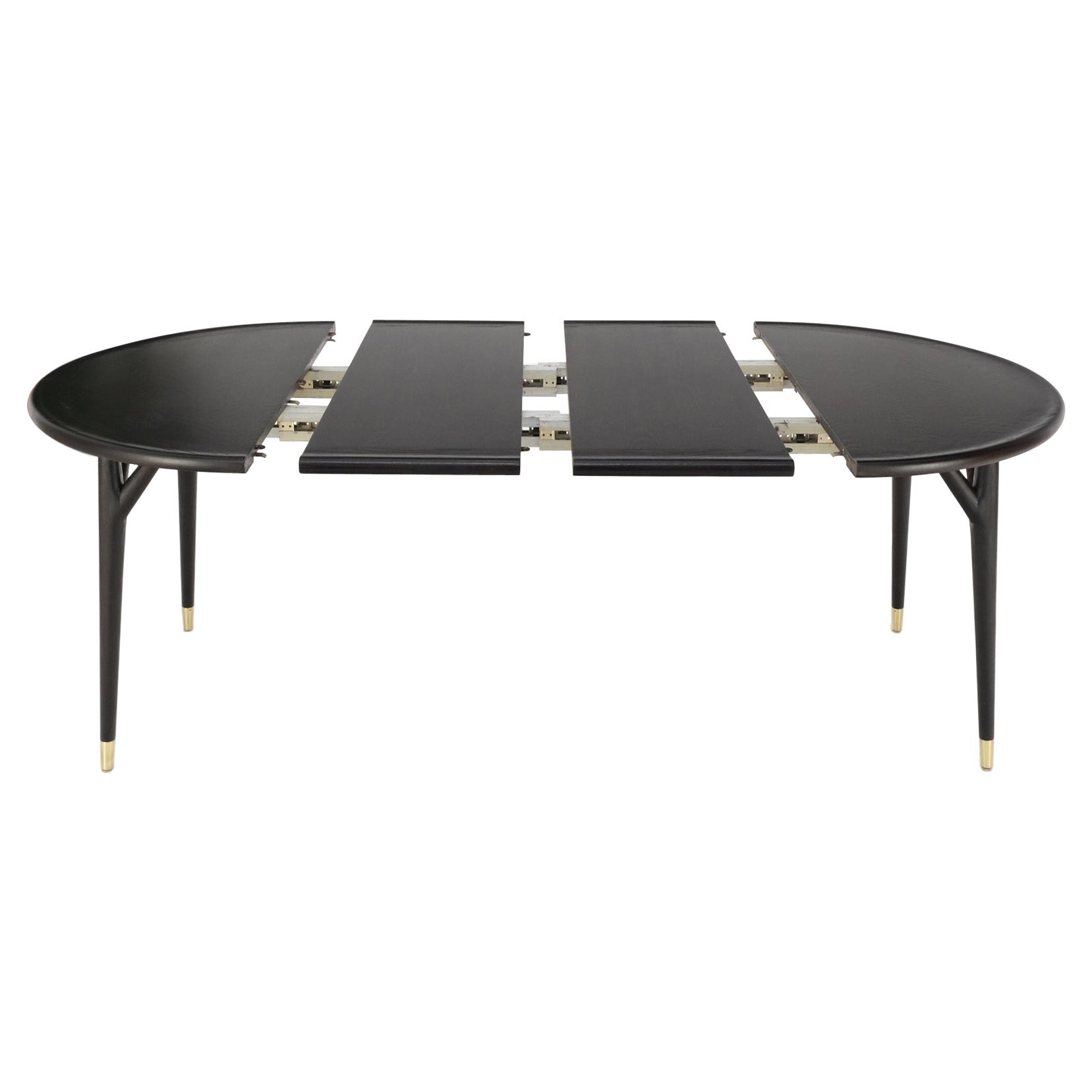 EstablishedLines Round Mid Century Ebonized Oak Dining Table w/ Two Leafs Jack Van der Molen MINT