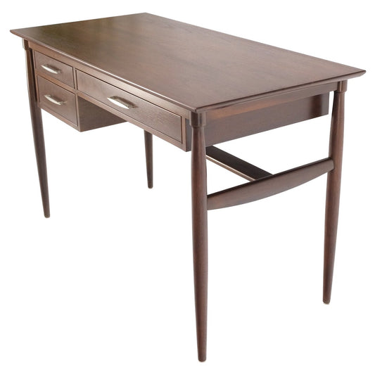 EstablishedLines Exposed Dowel Shape Legs Floating Top 3 Drawers Walnut Desk Table Console Mint