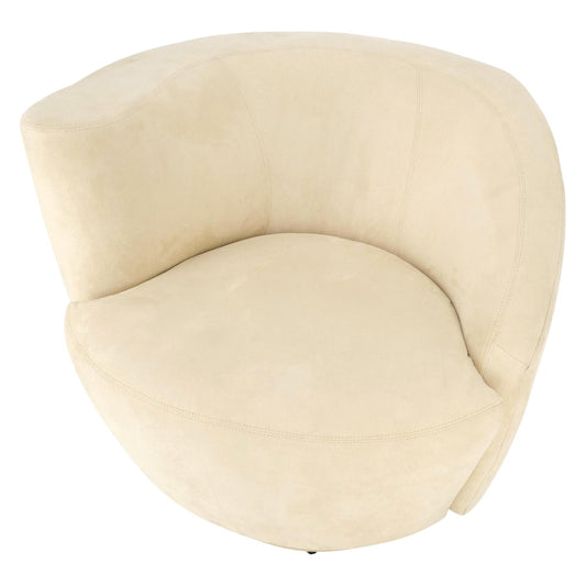 EstablishedLines Beige Offwhite Alcantara Suede Corkscrew Nautilus Swivel Chairs Directional Mint