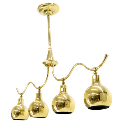 EstablishedLines Solid Polished Brass Ball Pear Shape Shades Light Bar Pool Table Fixture Chandel