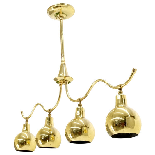 EstablishedLines Solid Polished Brass Ball Pear Shape Shades Light Bar Pool Table Fixture Chandel