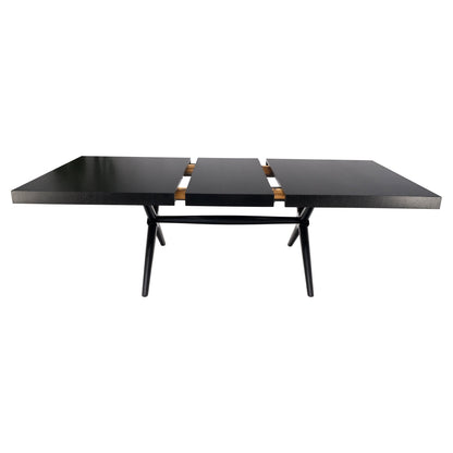 EstablishedLines Black Lacquer One Leaf X Base Gibbings Trestle Dining Table by Widdicomb Mint
