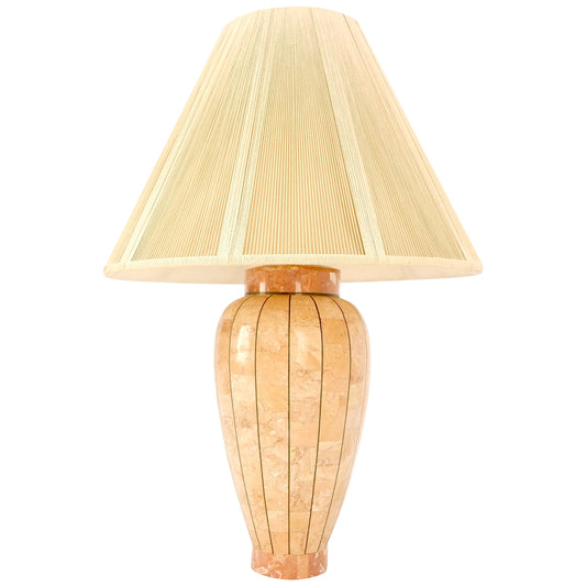 EstablishedLines Onion Shape Tessellated Stone Brass Inlay Table Lamp Mint!