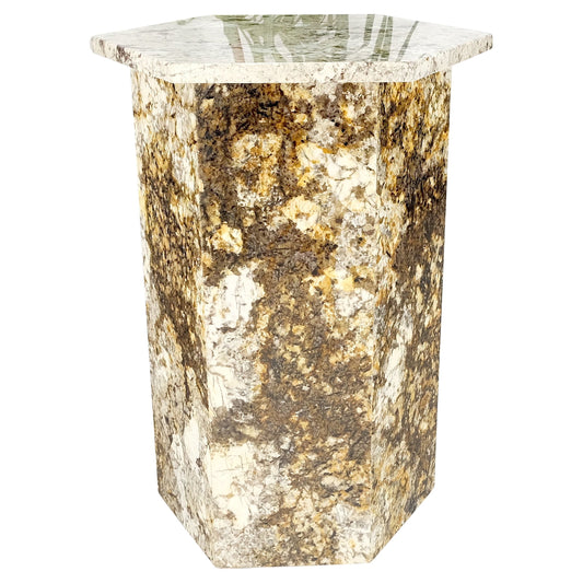 EstablishedLines Large Polished Marble Stone Hexagon Shape 38" Tall Pedestal MINT!