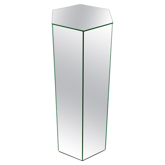 EstablishedLines Tall Hexagon Mid-Century Modern Mirrored Pedestal Stand Side Table Mint!