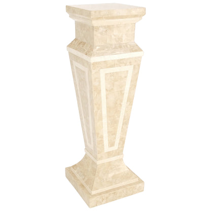 EstablishedLines Mid Century Tessellated Stone Inlay Square Tapered Shape Decorative Pedestal