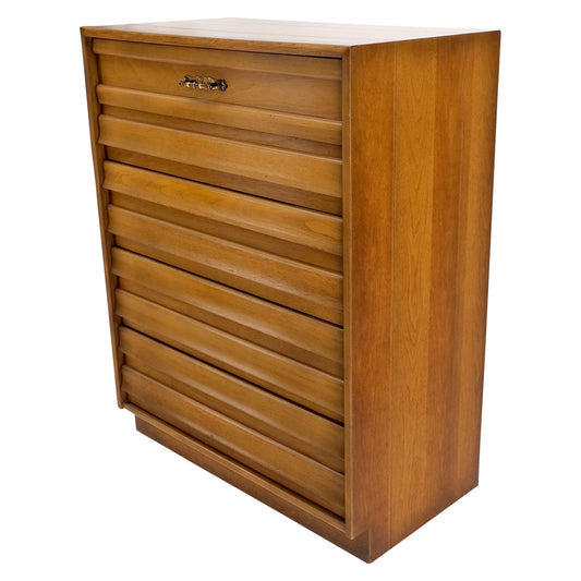 EstablishedLines American Mid-Century Modern Light Walnut 5 Drawers High Chest Dresser Mint!