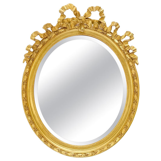 EstablishedLines Oval Gilt Ribbon Spikelet of Wheat Pattern Carved Wood Wall Mirror MINT!