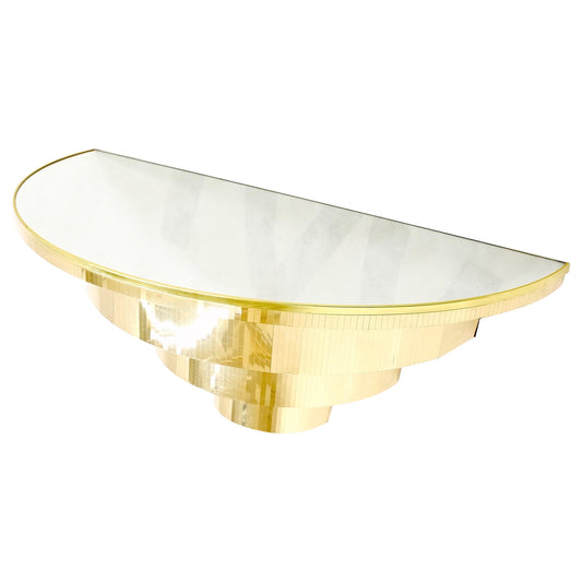 Mid-Century Modern 1970s Petit Demilune Shape Mirror Top Console Table Mint!