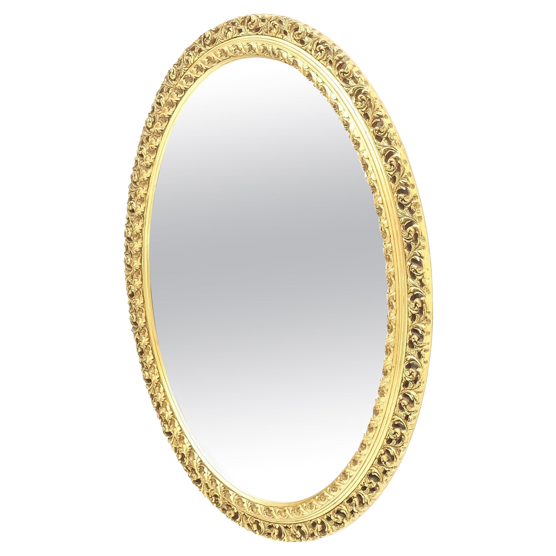 EstablishedLines Oval Gesso & Carved Wood Gold Gilt Frame Wall Mirror Mint!