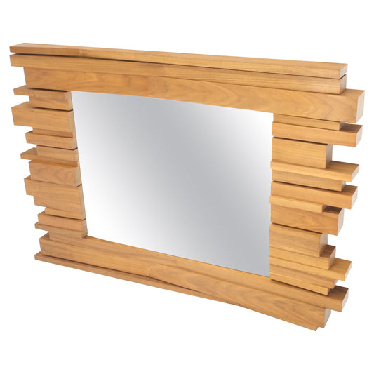 EstablishedLines Light Solid Walnut Arts and Crafts Style Mid-Century Modern Wall Mirror Mint!