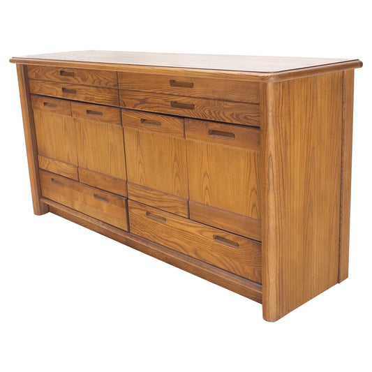 EstablishedLines Solid Oak Mid-Century Modern Credenza Server Two Door Compartments Cabinet Mint!
