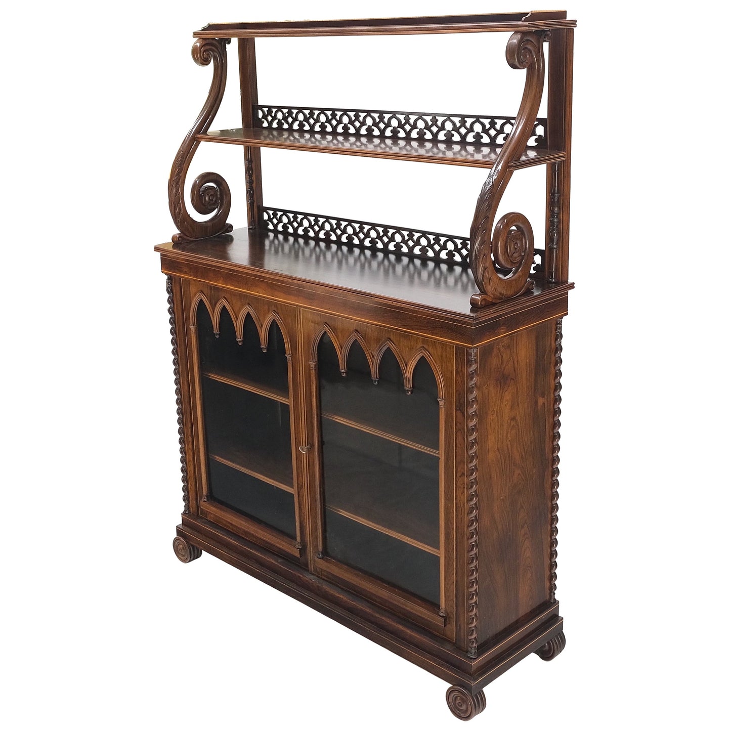 Antique 19th Century English Regency Carved Rosewood Tiered Sideboard Mint!