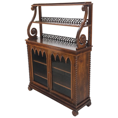 Antique 19th Century English Regency Carved Rosewood Tiered Sideboard Mint!