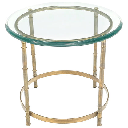 EstablishedLines Occasional 3/4" Thick Round Glass Top Brass Faux Bamboo Base Side End Lamp Table
