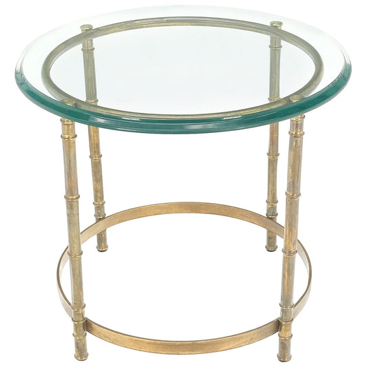 EstablishedLines Occasional 3/4" Thick Round Glass Top Brass Faux Bamboo Base Side End Lamp Table