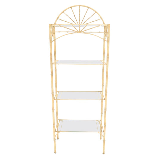 Faux Bamboo Arch Top Mid Century Modern Etagere Shaving Wall Unit Mid Century
