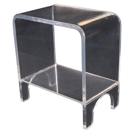 EstablishedLines Bent Lucite Mid Century Modern Piano Vanity Window Bench