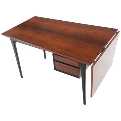 EstablishedLines Danish Mid Century Modern Boat Shape Drop Leaf Rosewood Desk Two Drawers MINT!