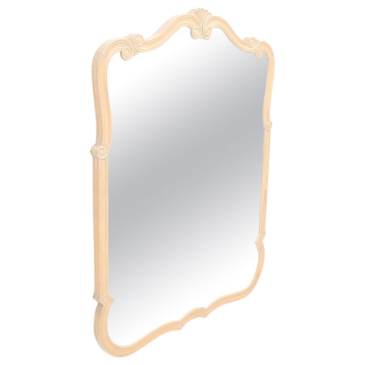 EstablishedLines White Pickled Lacquer Solid Cherry Carved Mirror Coutry French Style MINT