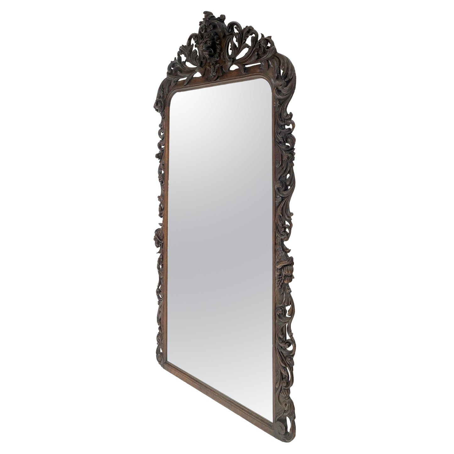 EstablishedLines North Winds Standing 8 Feet Tall Heavily Carved Oak Floor Wall Mirror Clean!