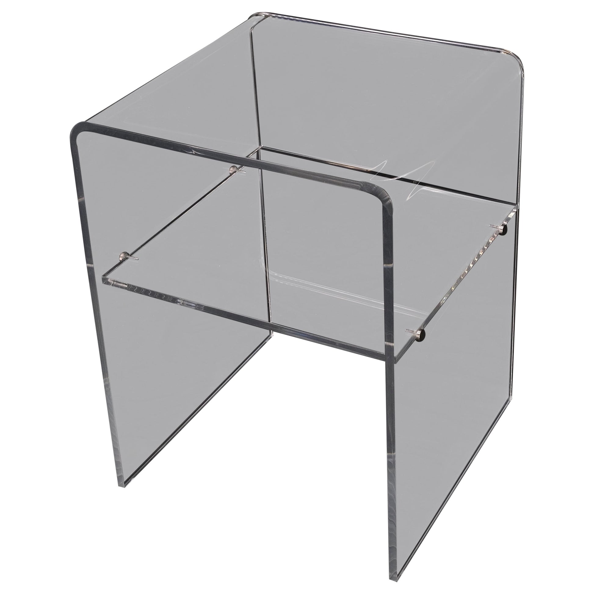 EstablishedLines Bent Lucite Two Tierr Square Side Table Stand Mid Century Modern Mint!