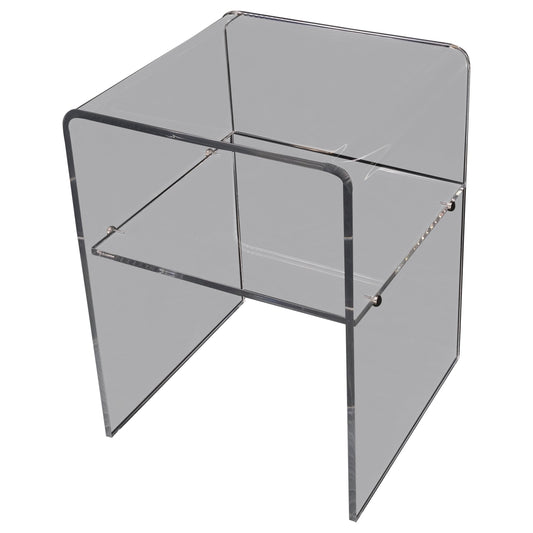 EstablishedLines Bent Lucite Two Tierr Square Side Table Stand Mid Century Modern Mint!
