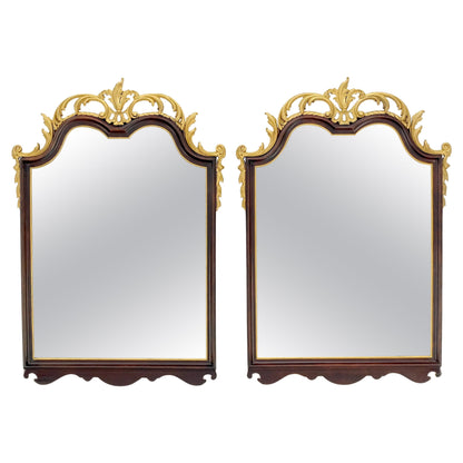EstablishedLines Pair of Neoclassical Chippendale Carved Gold Gilt Mahogany Wall Mirrors MINT!