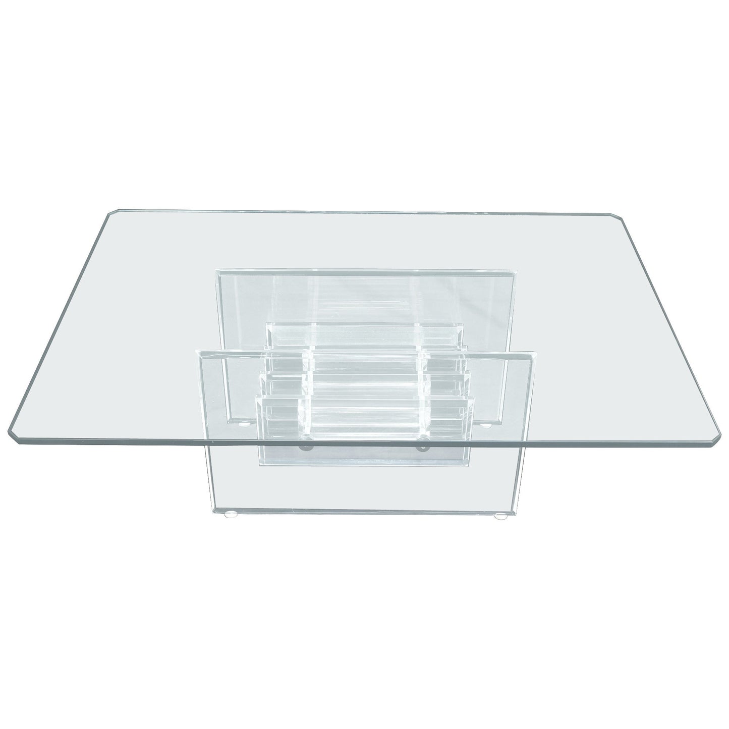 EstablishedLines Mid Century Thick Polished Lucite Rectangle Glass Top Coffee Center Table MINT!