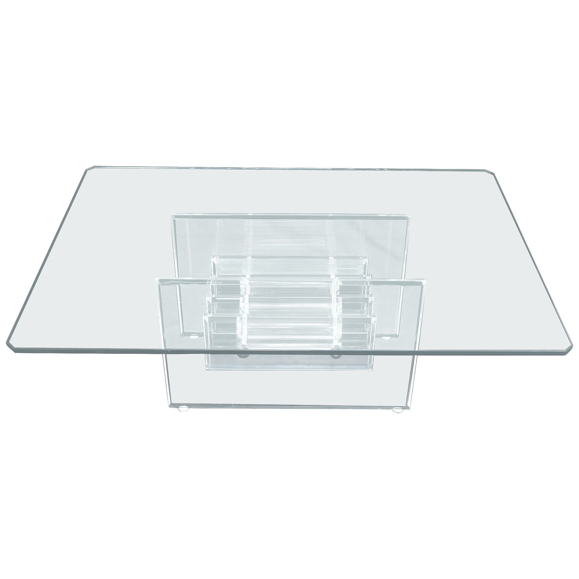 EstablishedLines Mid Century Thick Polished Lucite Rectangle Glass Top Coffee Center Table MINT!